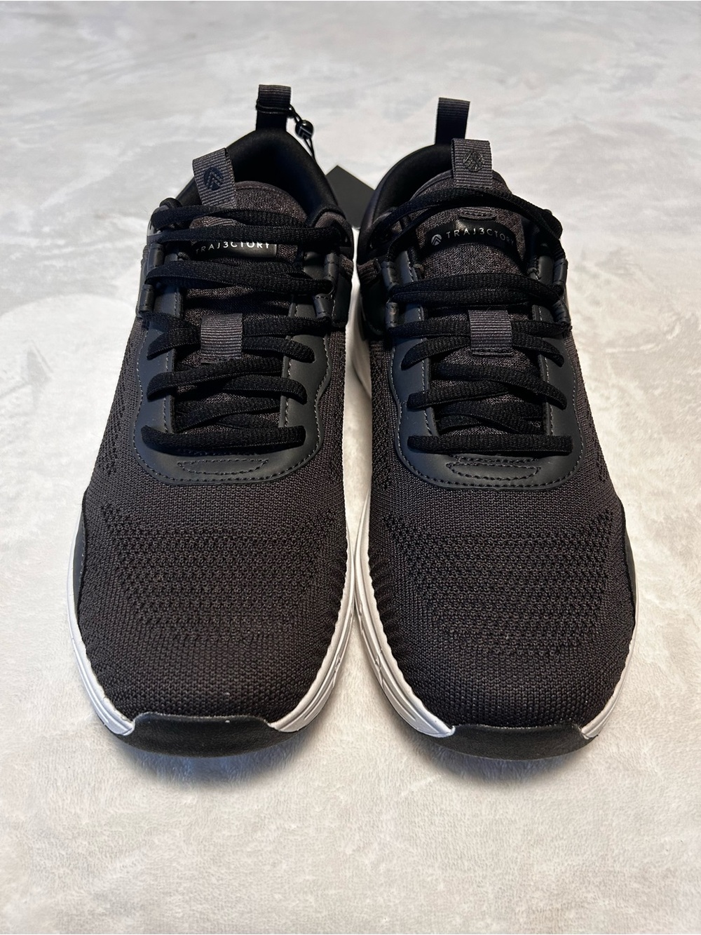 Skechers Black Knit Lace-Up Sneakers with White Soles